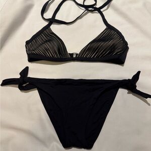 La Perla Black and Cream Bikini Set